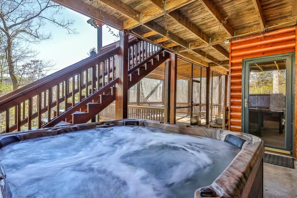 Terrace level hot tub