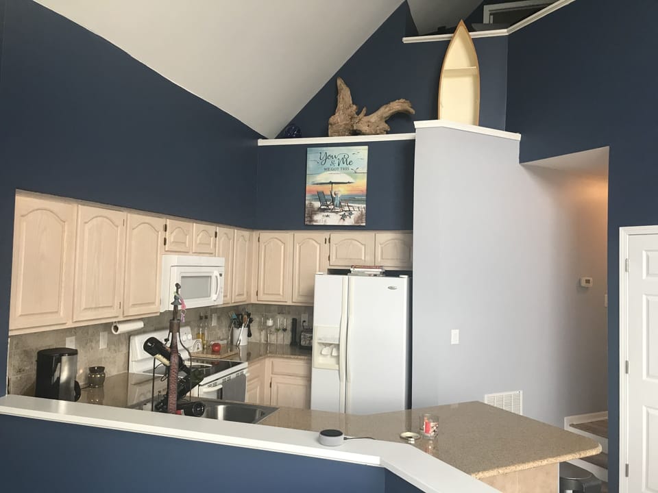 Kitchen overseeing living room!