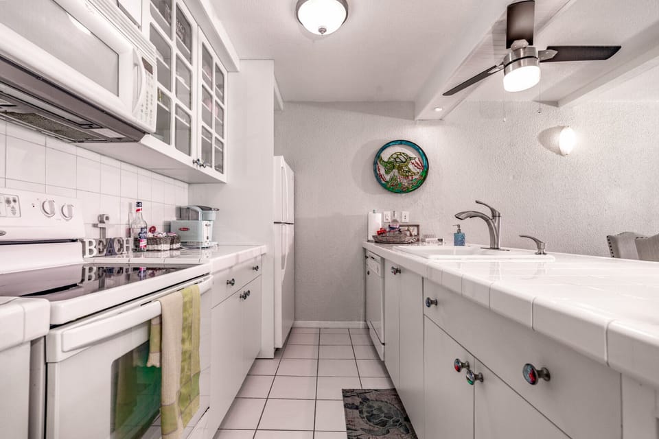 Spacious, well-appointed kitchen.
