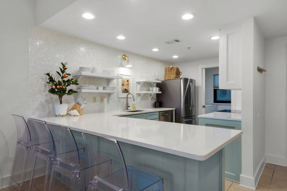 Upscale Kitchen with lots of seating