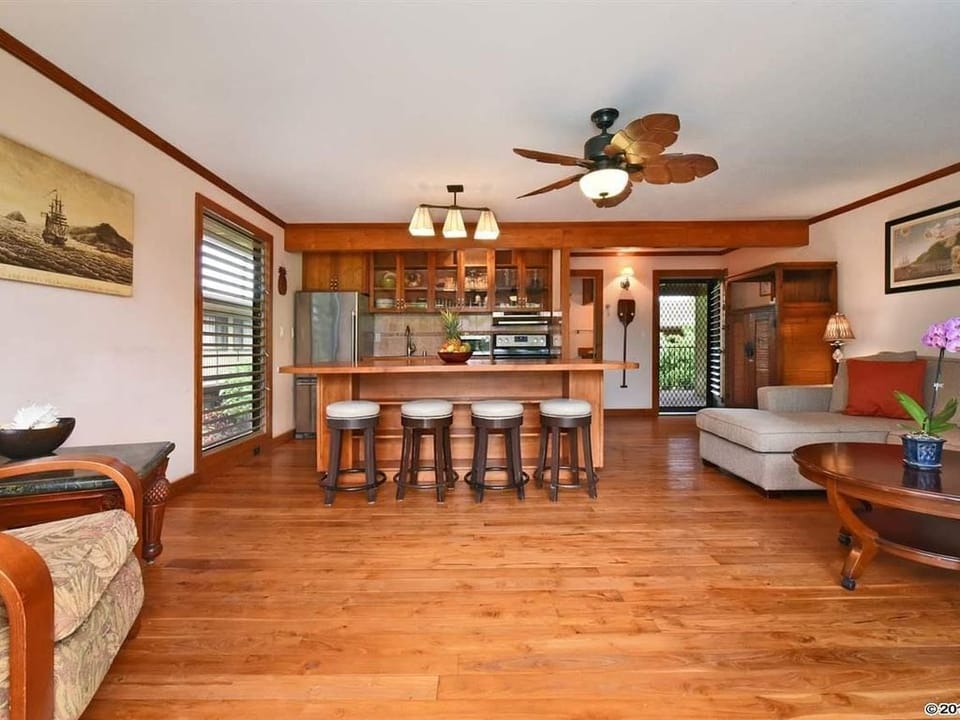 Plenty of seating at kitchen island.