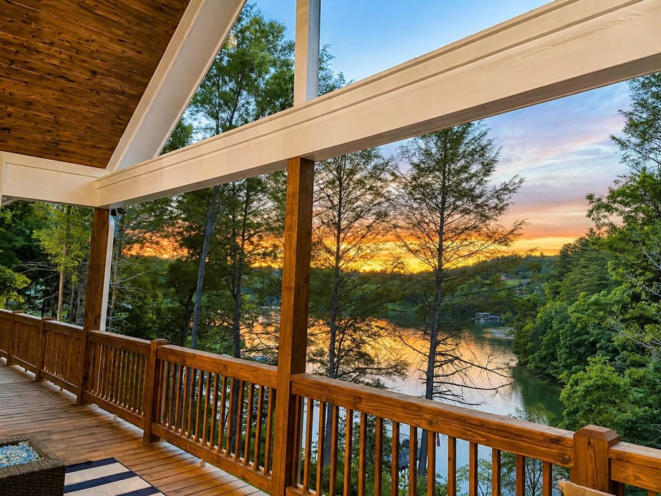 Golden hour views from your private lakefront deck.