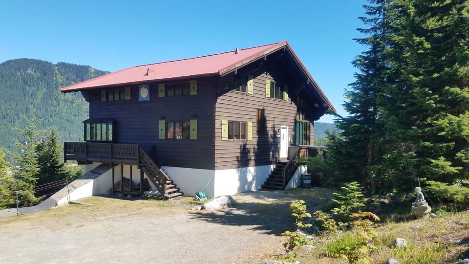 Main Lodge view from main parking lot, tunnel is in view at bottom left corner