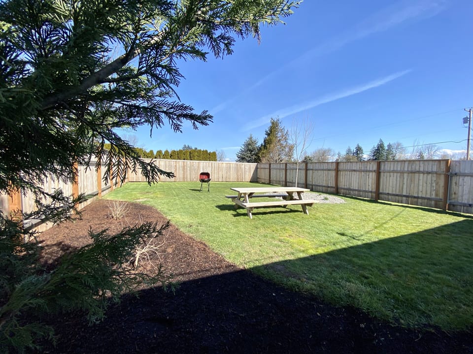 Fully fenced backyard