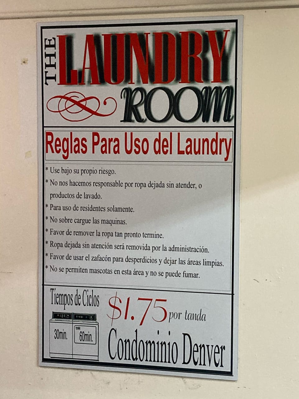 You have washer/dryer combo at the apt and a laundromat at the basement.