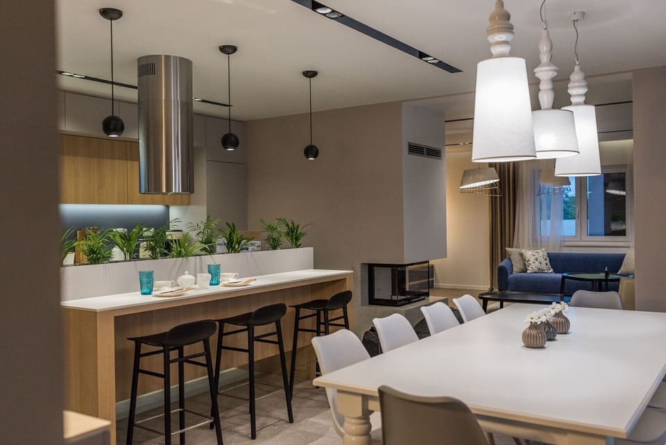 Dining table in the Croatian modern family villa with total privacy in Sukosan