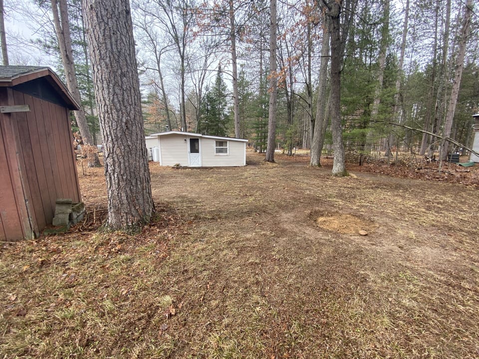 Back yard with fire pit.  