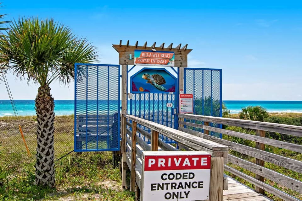 Private beach entrance. Coded Gate Access to Bid-A-Wee Beach