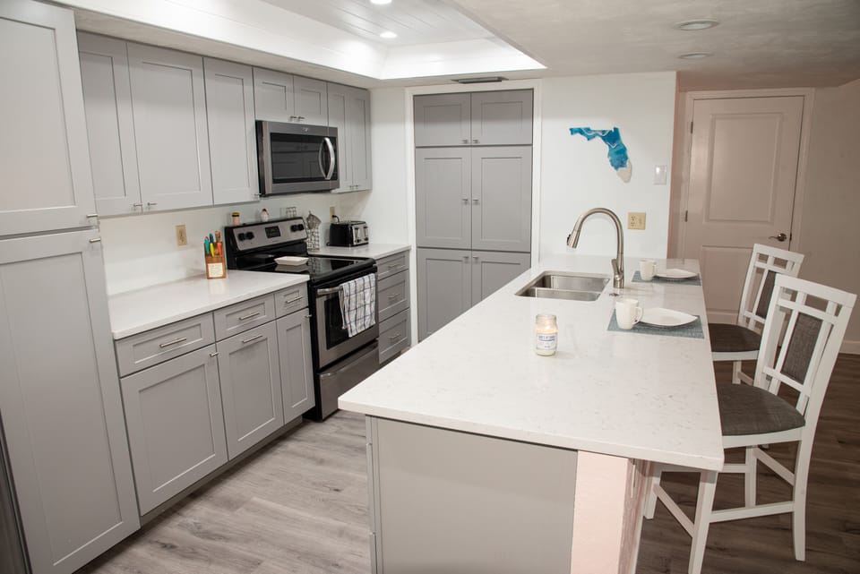 Fully stocked kitchen with lots of storage space