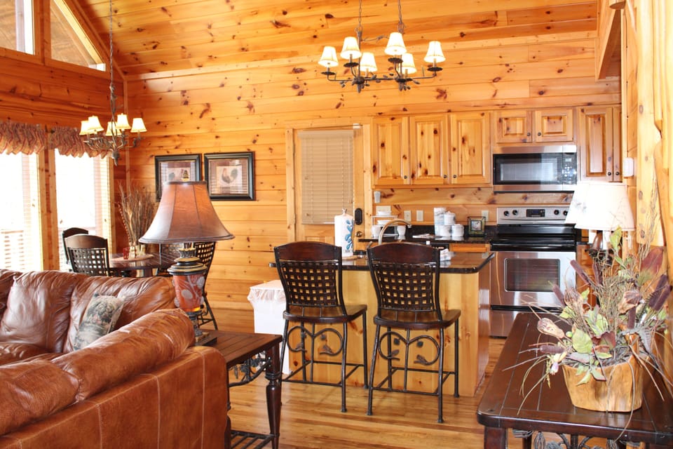 The kitchen, as seen from the living room