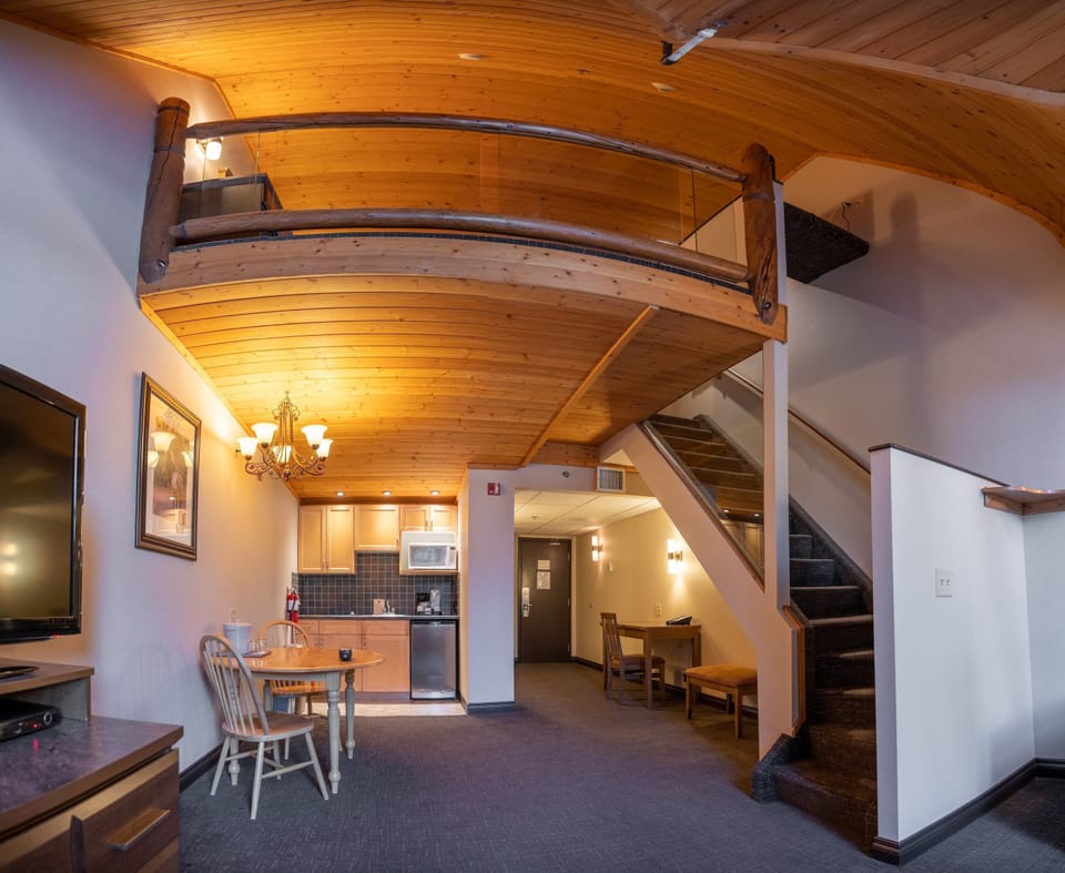 Welcome to our comfortable Loft King Suite in Banff!
