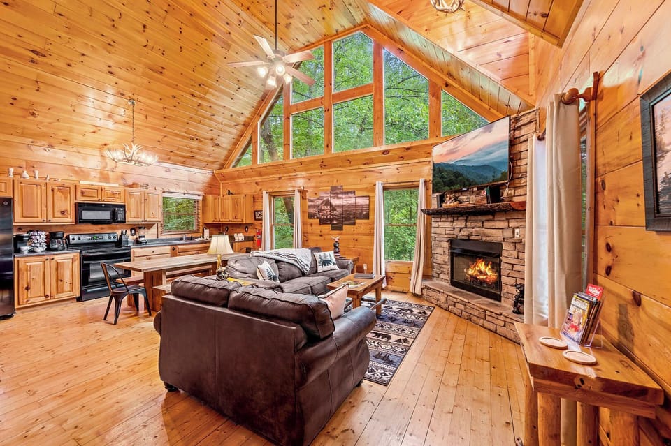 Open concept gathering area on the main floor.