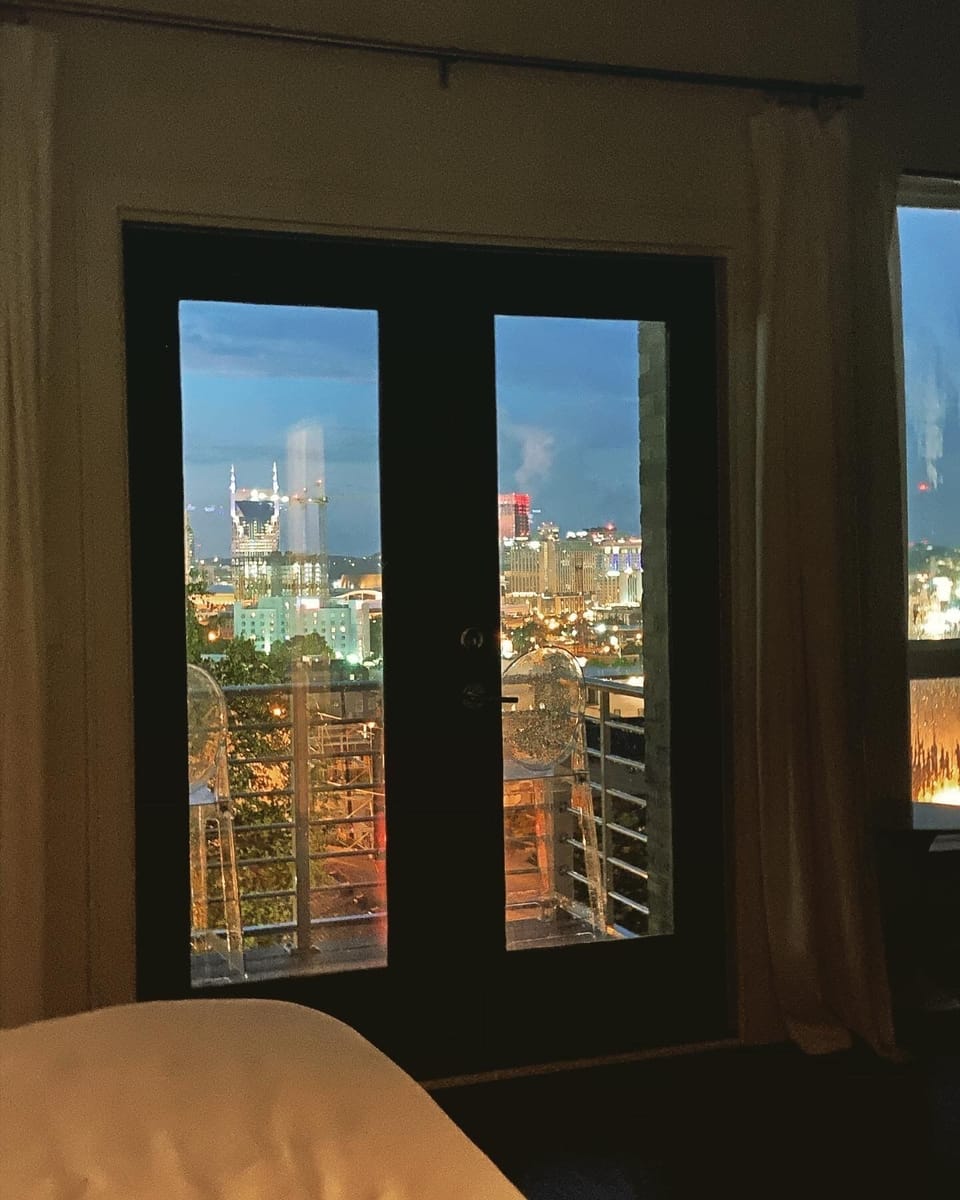 View of downtown from your bed in the Master suite. Sleep tight. 