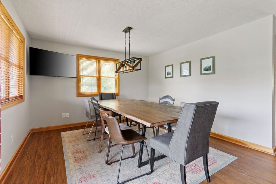 Gather at this custom built dining table, big enough to seat 10-12!