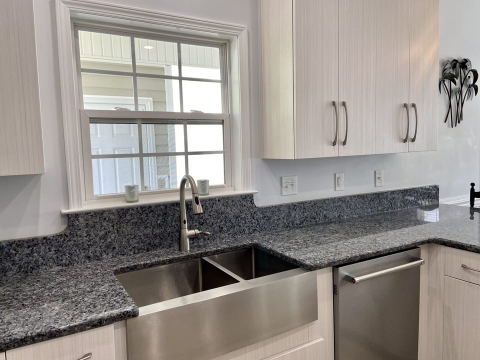 Updated kitchen with Kitchen Aid stainless steel appliances.