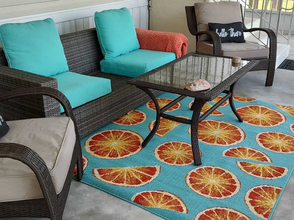 Screened back patio, water view