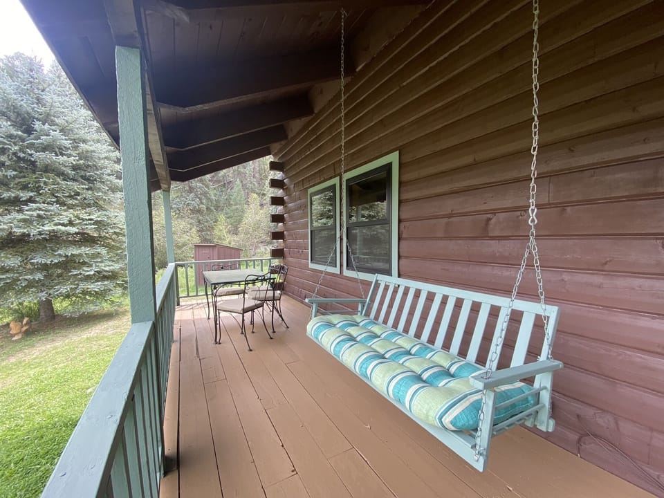 Front porch swing and dining area