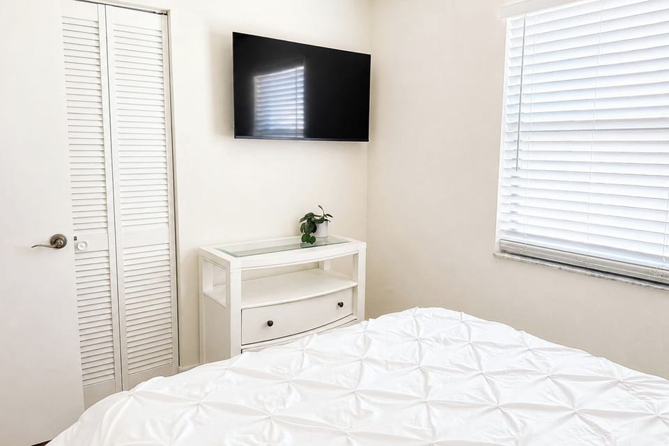 The guest bedroom has a flat screen TV so you can cuddle up and watch your favorite shows.