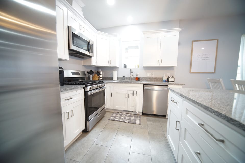 A well-stocked kitchen has every foodie need met.  Pots, pans, blender, knives.