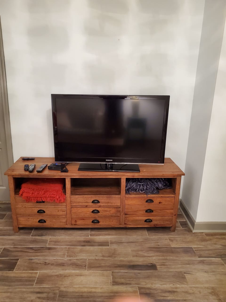 Big screen TV in living room.