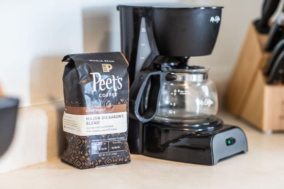 Start your mornings right coffee maker and fresh coffee to brew
