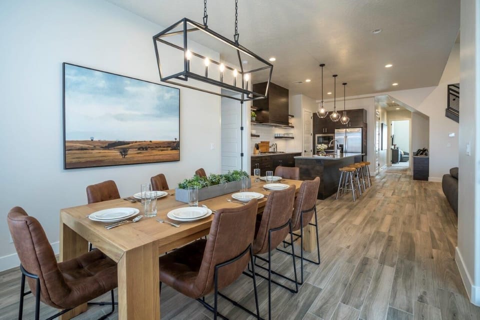 Dining table with seating for 8