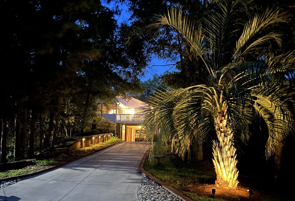 New landscape lights in front yard.