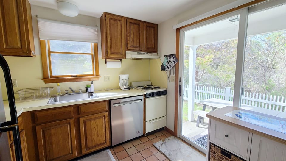 Kitchen with slider to the patio