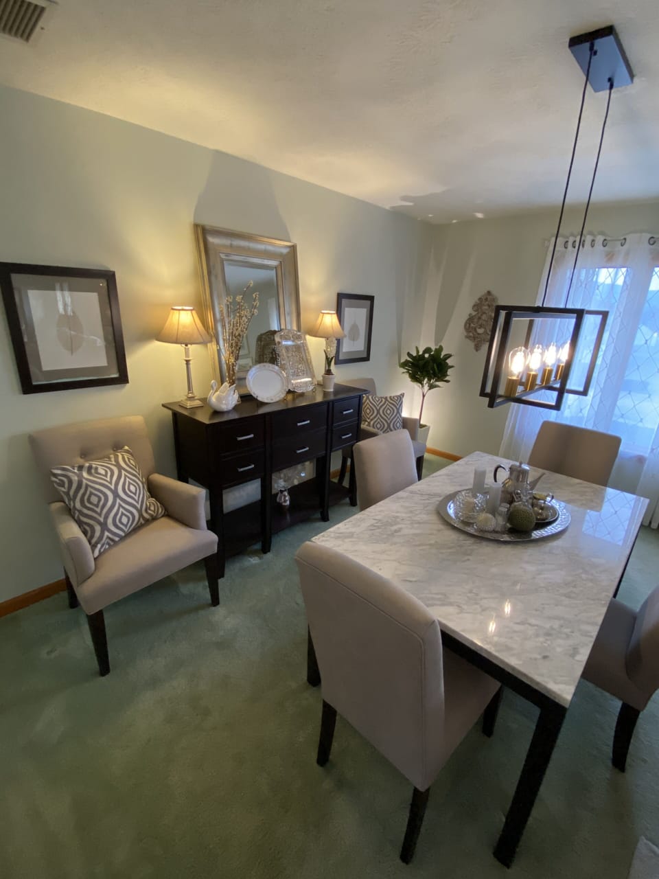 More of the dining area with mountain views