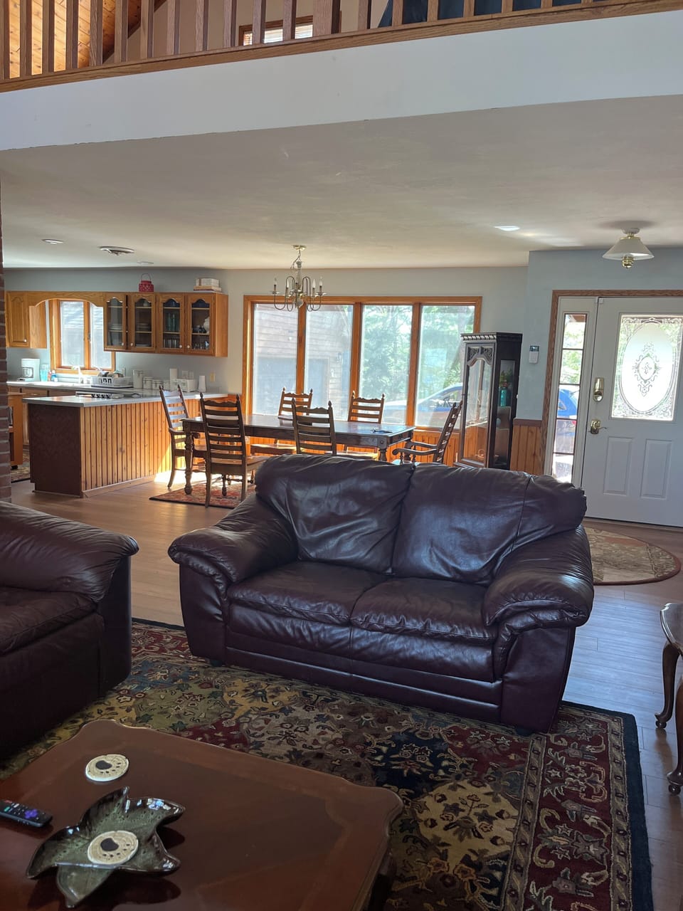 Looking into kitchen area. Large table for all your guests!