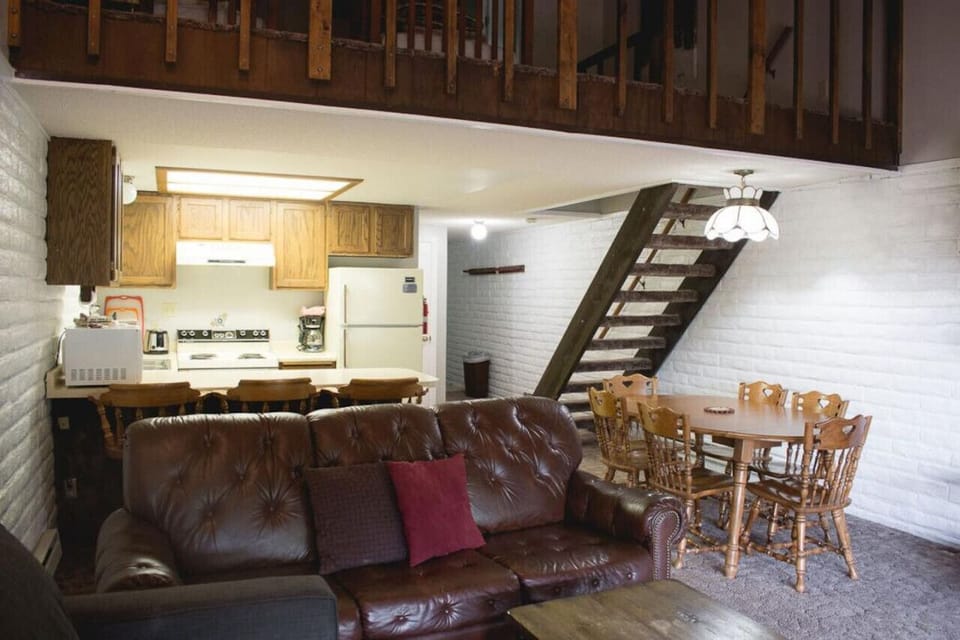 Kitchen, dining, and living room