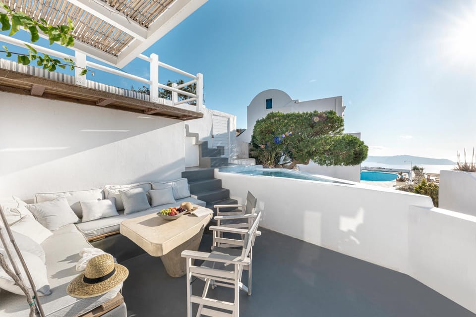 Seating area and hot tub