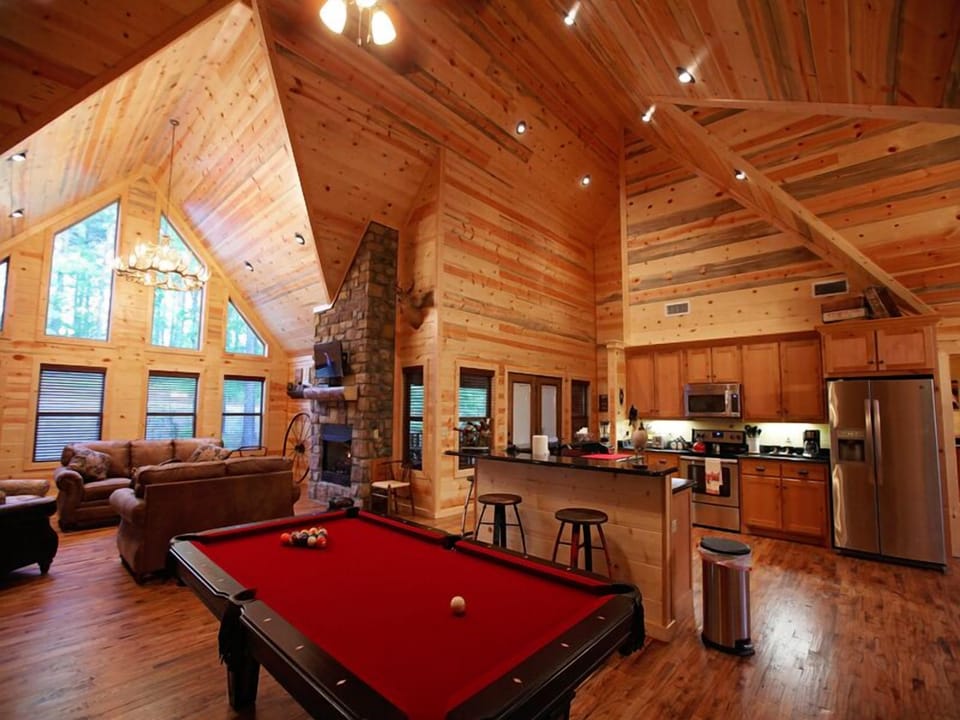 Game, gather, and unwind in this warm cabin hangout
