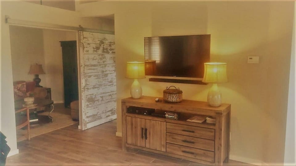 Living room looking into Den