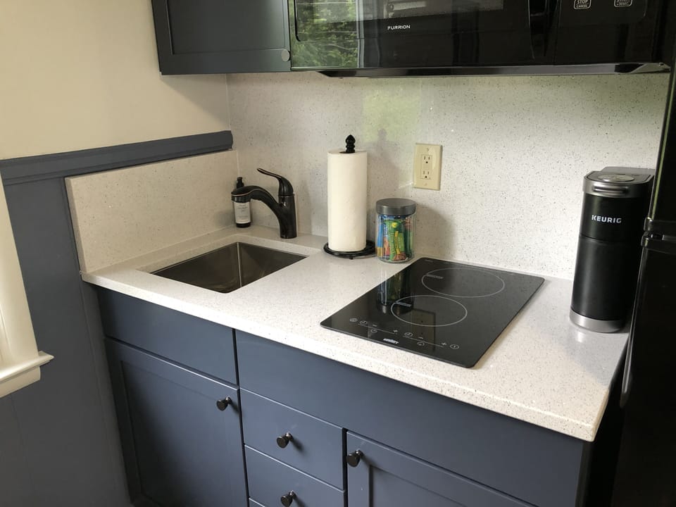 The small, functional kitchenette has everything you need to feel right at home.