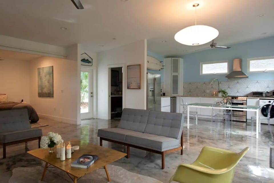 Very bright open concept with polished concrete floors 