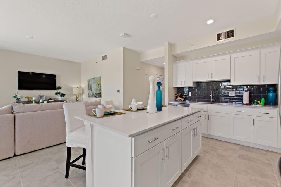Kitchen overlooking the living room