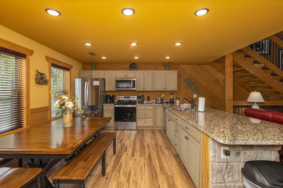 Full kitchen with granite countertops