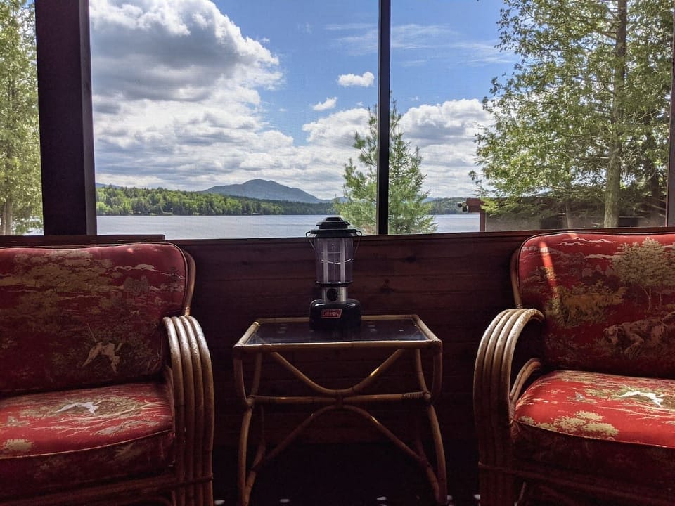 Screened-in porch facing the lake
