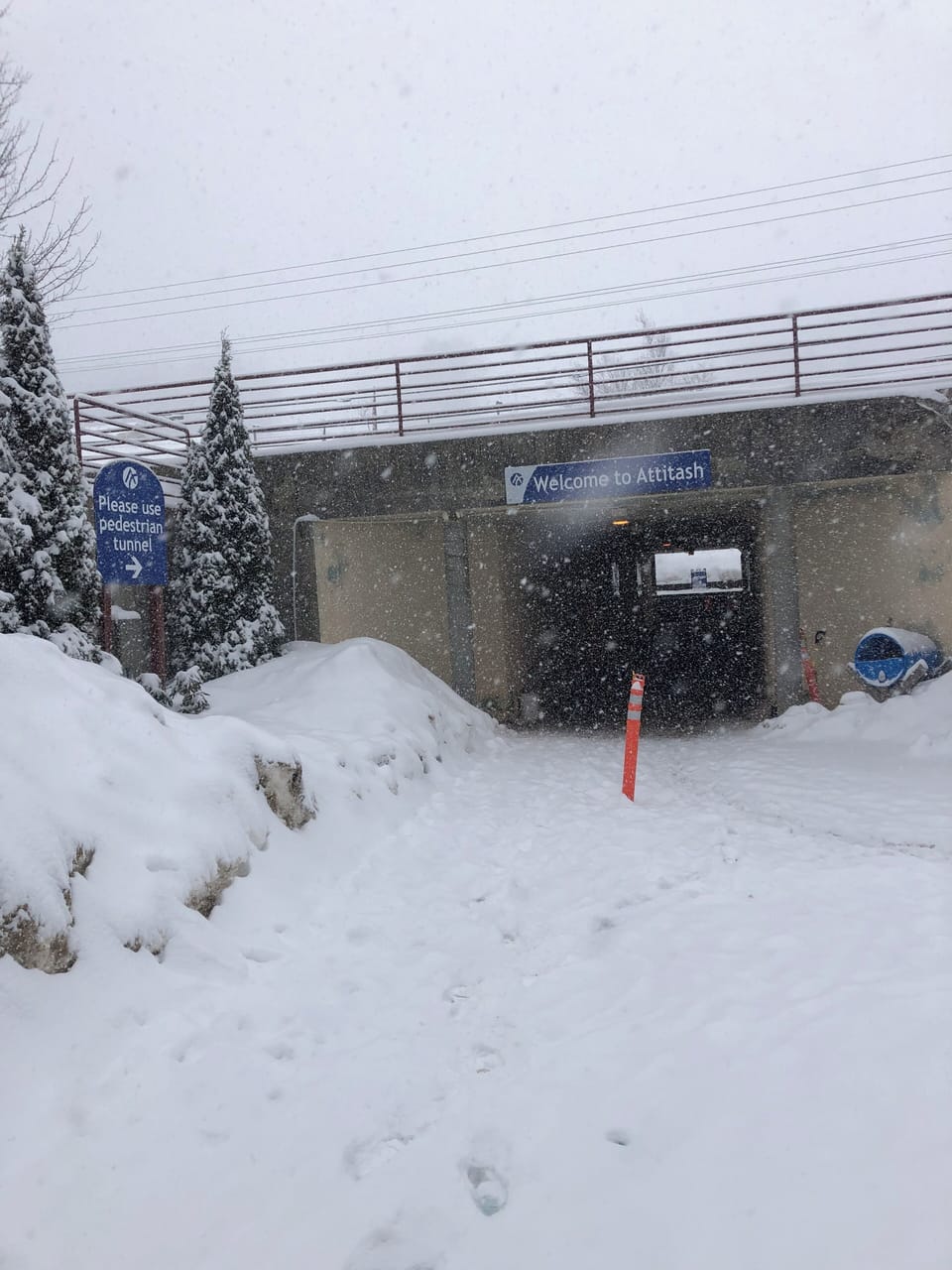 Pedestrian tunnel leads to Attitash lodge
