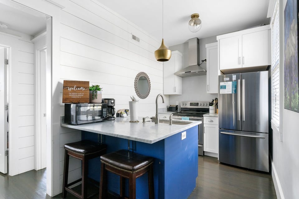 Modern, fully stocked kitchen with everything you need for a home-cooked meal.
