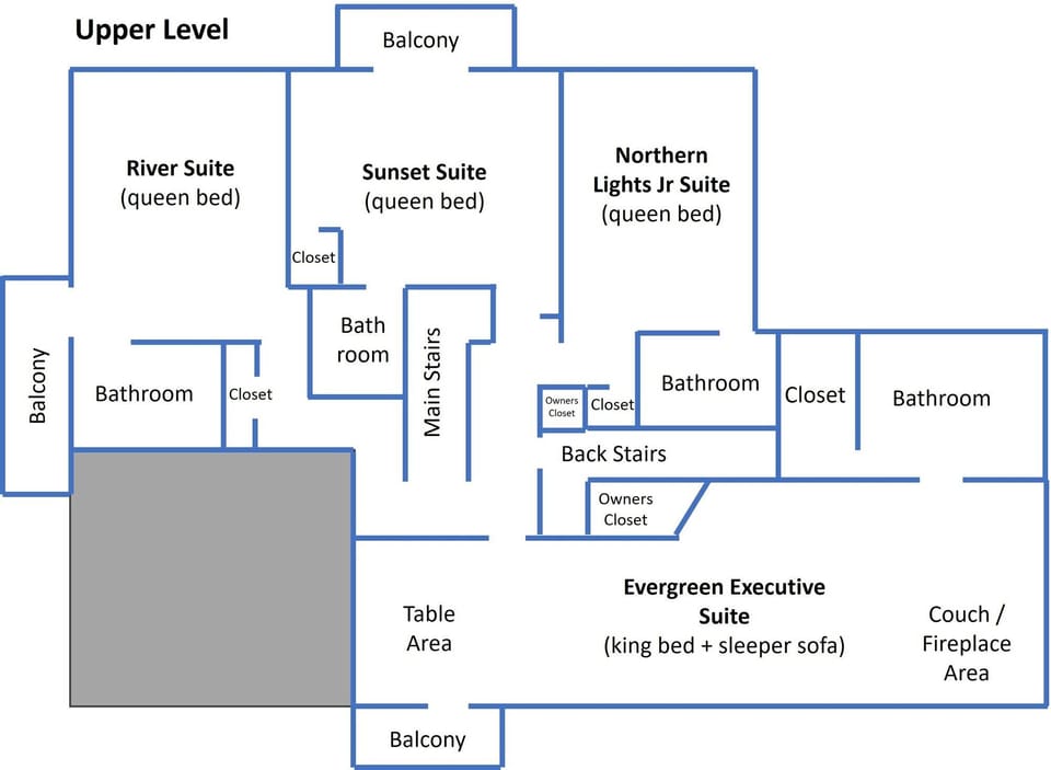 Upper level floor plan