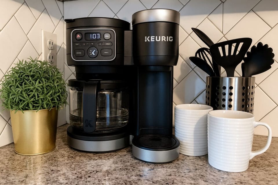 Cozy Kitchen Coffee Station.