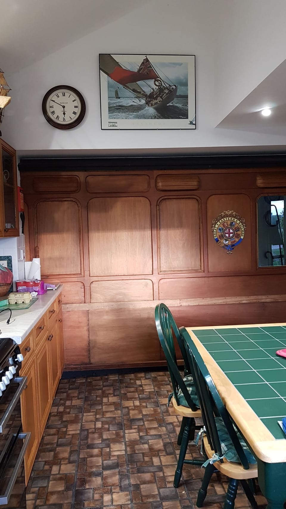 The side of the carriage - in the kitchen!