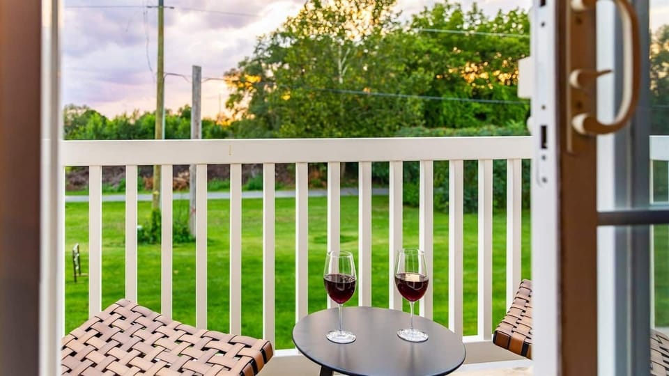 Relax on the deck with a glass of wine