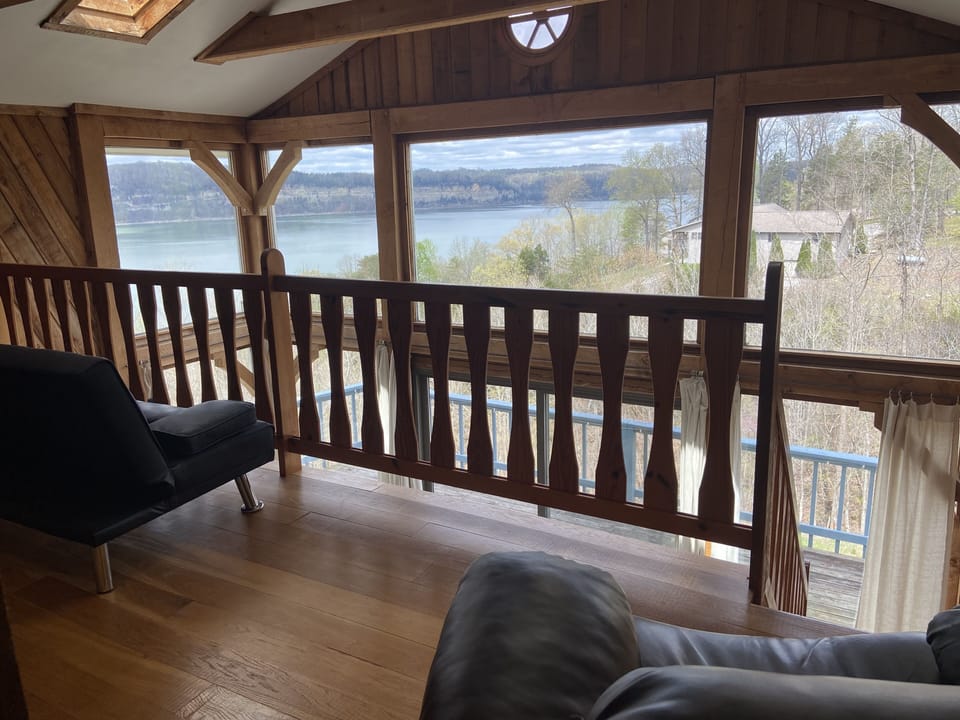 View from upstairs lounge space. 