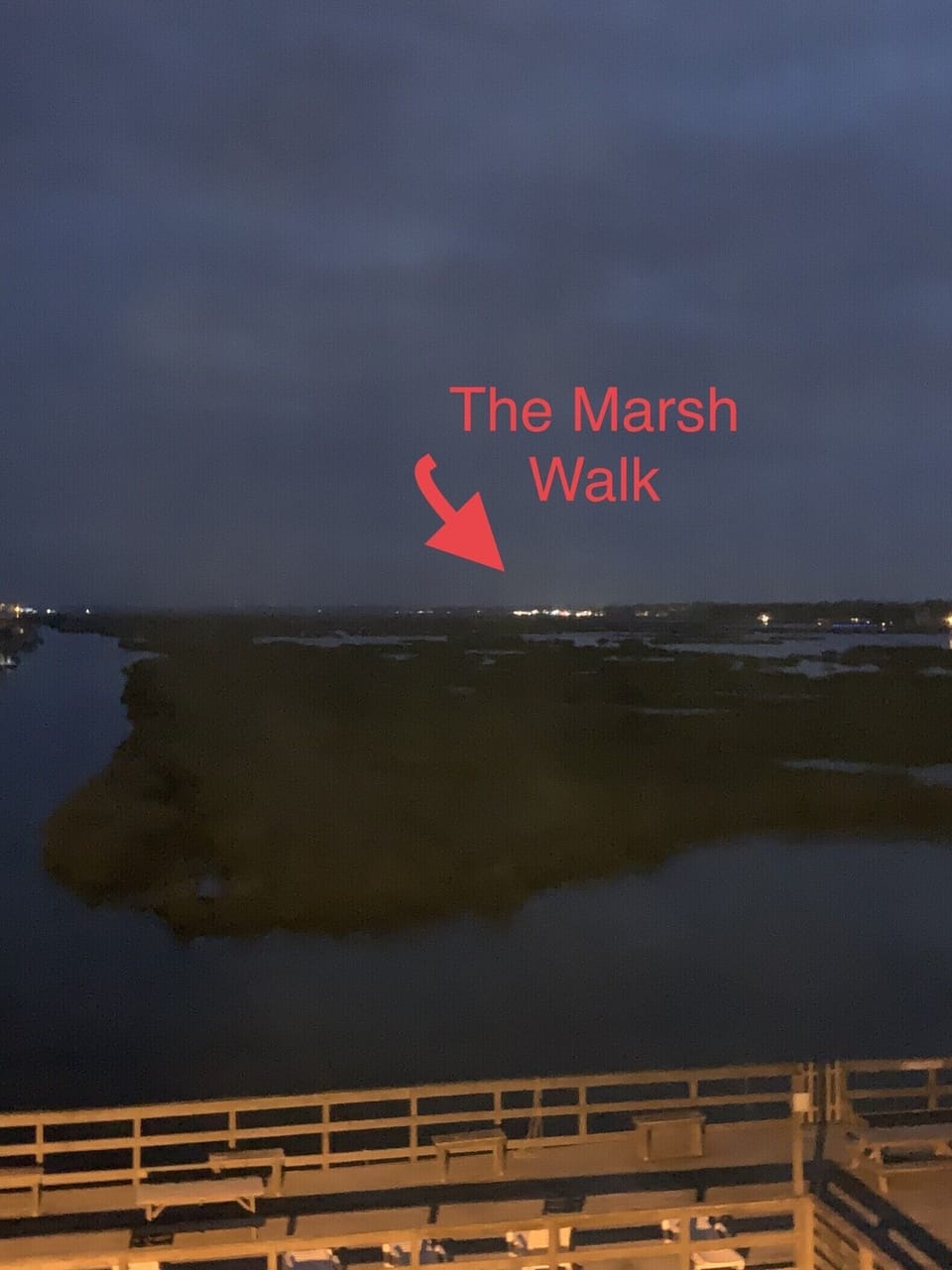 You can see The Marsh Walk in the evening from the deck. 
