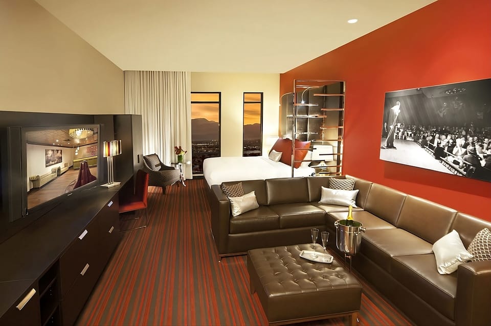 Unwind in a spacious suite with lounge seating and views.