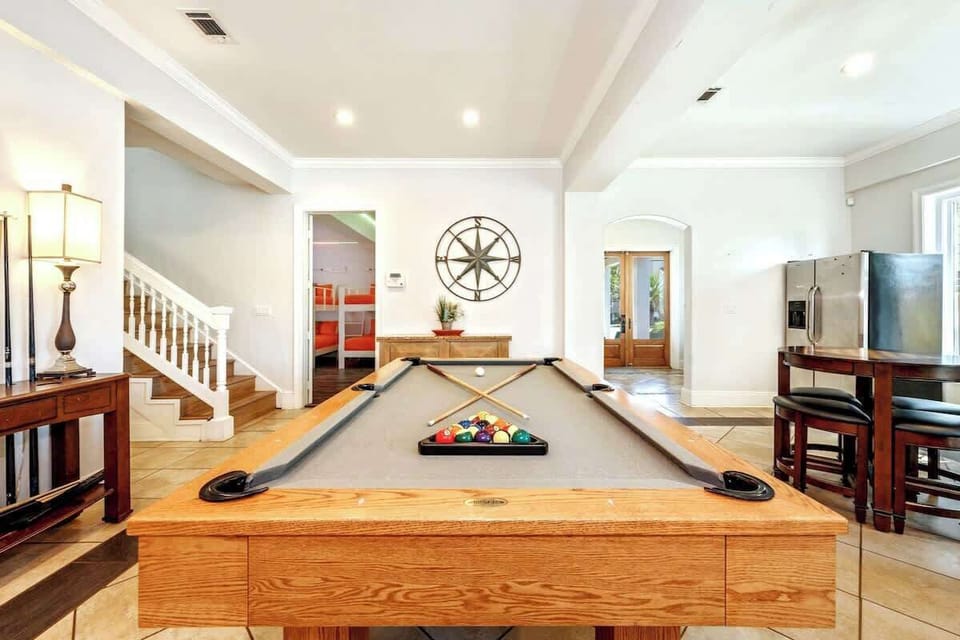 Shoot a game of pool in the first floor game room.