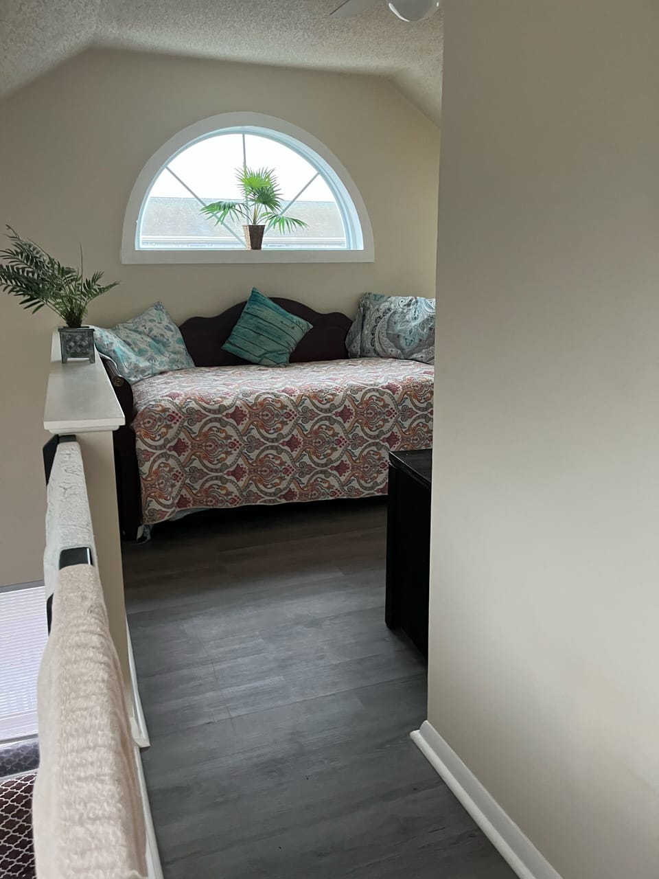 Loft area with view of Ferris wheels 